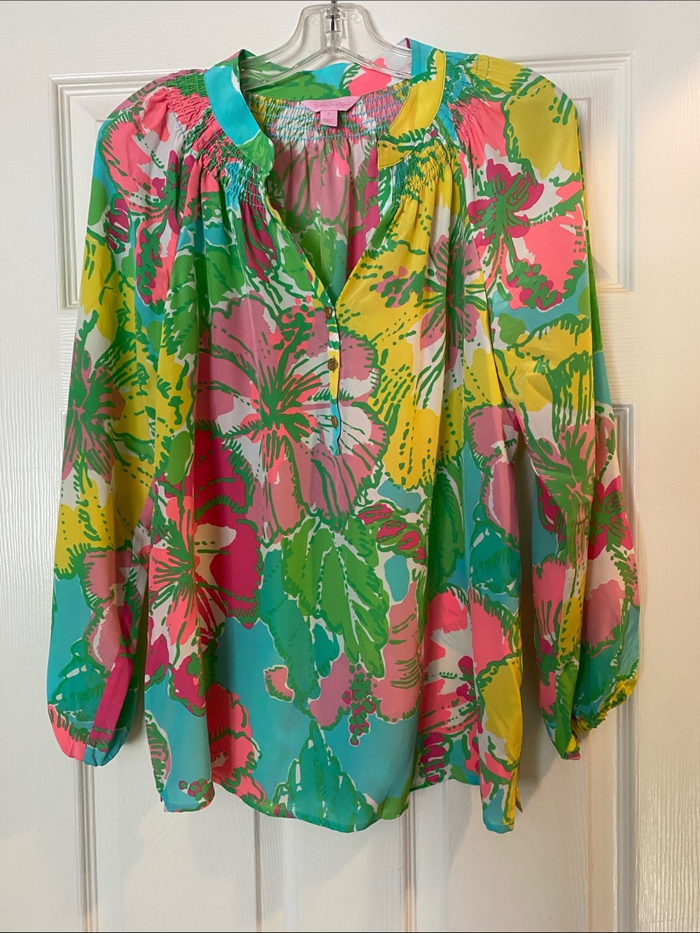 Lilly Pulitzer Elsa Floral Silk Blouse Small